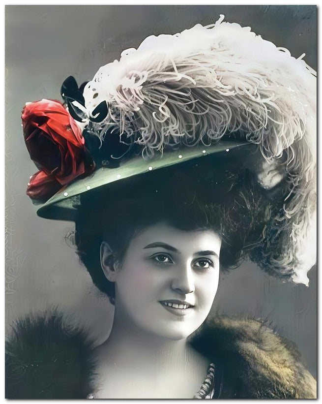 French Belle Epoque Fashion 1908 Red Rose Hat 8x10 Photo Print 23052501756