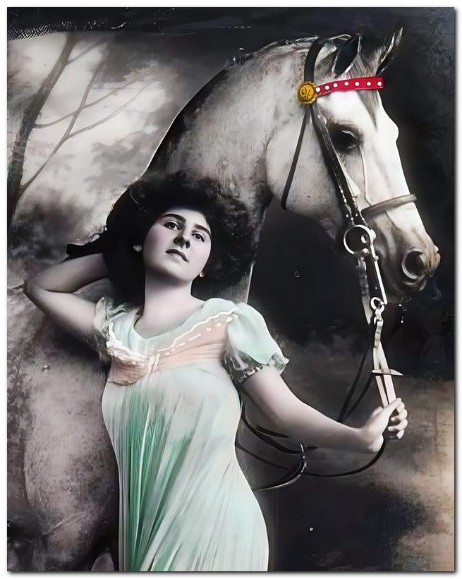 French Belle Epoque Fashion 1909 Bridled Horse 8x10 Photo Print 23052501785