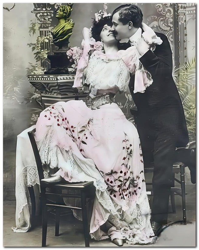 French Belle Epoque Fashion 1909 Couple Kiss 8x10 Photo Print 23052501788
