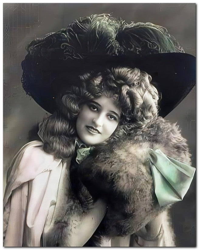 French Belle Epoque Fashion 1909 Fur Muff Curls 8x10 Photo Print 23052501807
