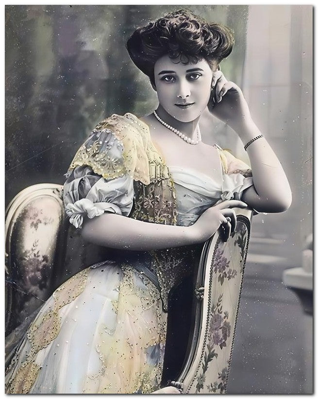 Belle Epoque Fashion 1909 Kneeling Beauty 8x10 Photo Print 23052501839