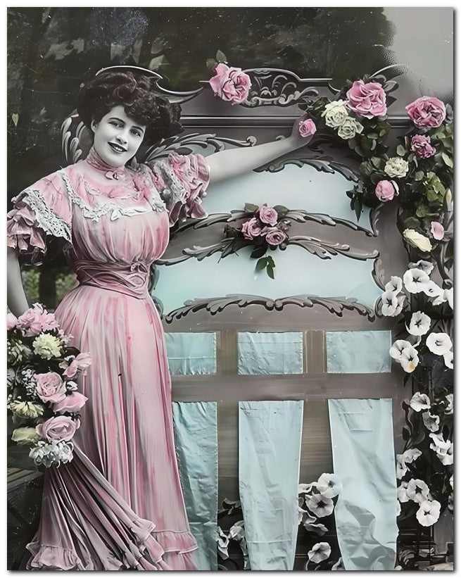 French Belle Epoque Fashion 1909 Lady Roses 8x10 Photo Print 23052501844