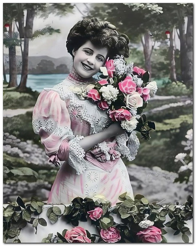 French Belle Epoque Fashion 1909 Lovely Roses 8x10 Photo Print 23052501849