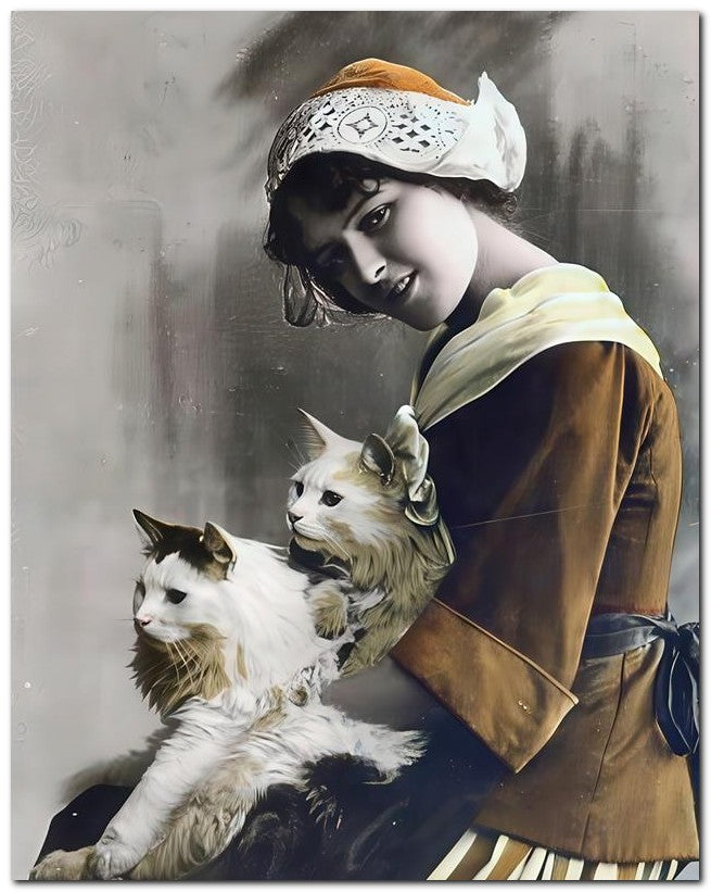 French Belle Epoque Fashion 1910 2 Cats Dutch 8x10 Photo Print 23052501894