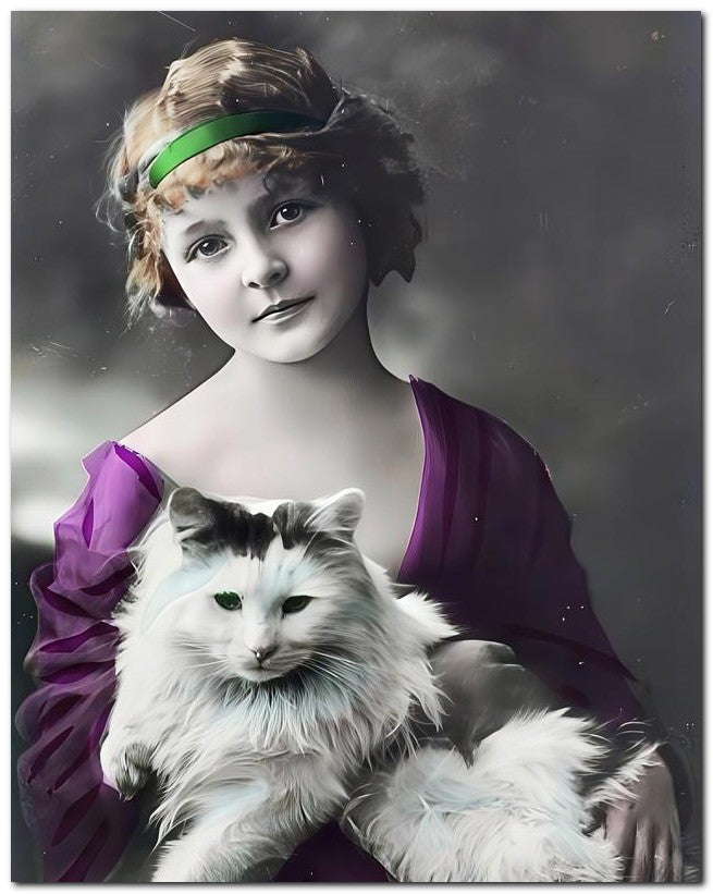 French Belle Epoque Fashion 1910 Big cat Lady 8x10 Photo Print 23052501933