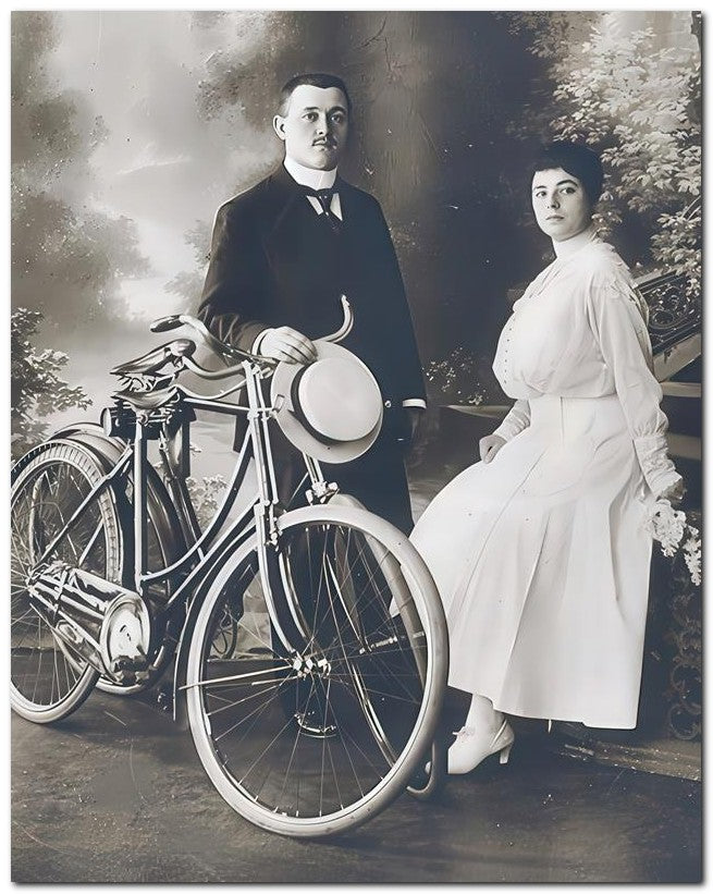 French Belle Epoque Fashion 1910 Bike Couple 8x10 Photo Print 23052501948