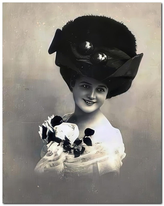 French Belle Epoque Fashion 1910 Black Hat 8x10 Photo Print 23052501952