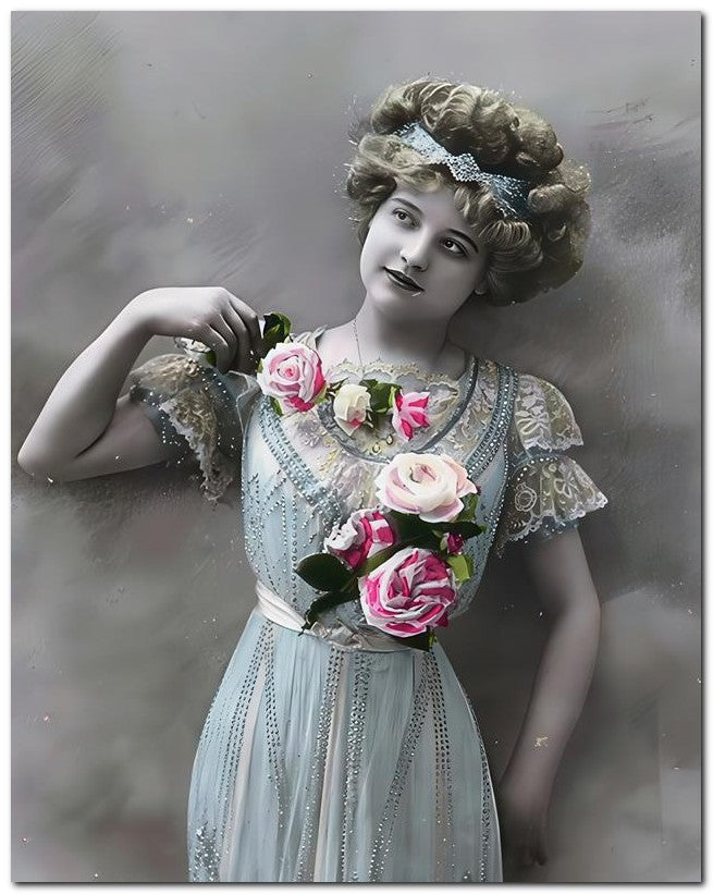 French Belle Epoque Fashion 1910 Blue Beauty 8x10 Photo Print 23052501965