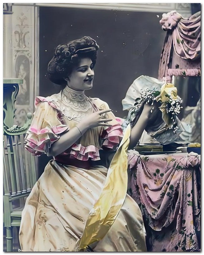 French Belle Epoque Fashion 1910 Bonnet Vainty 8x10 Photo Print 23052501972