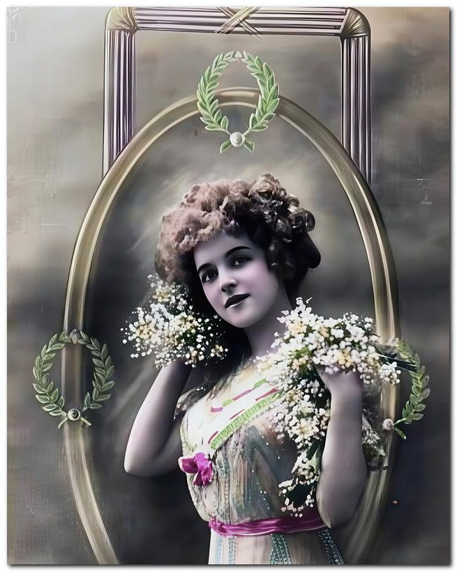 French Belle Epoque Fashion 1910 Curly head 8x10 Photo Print 23052502040