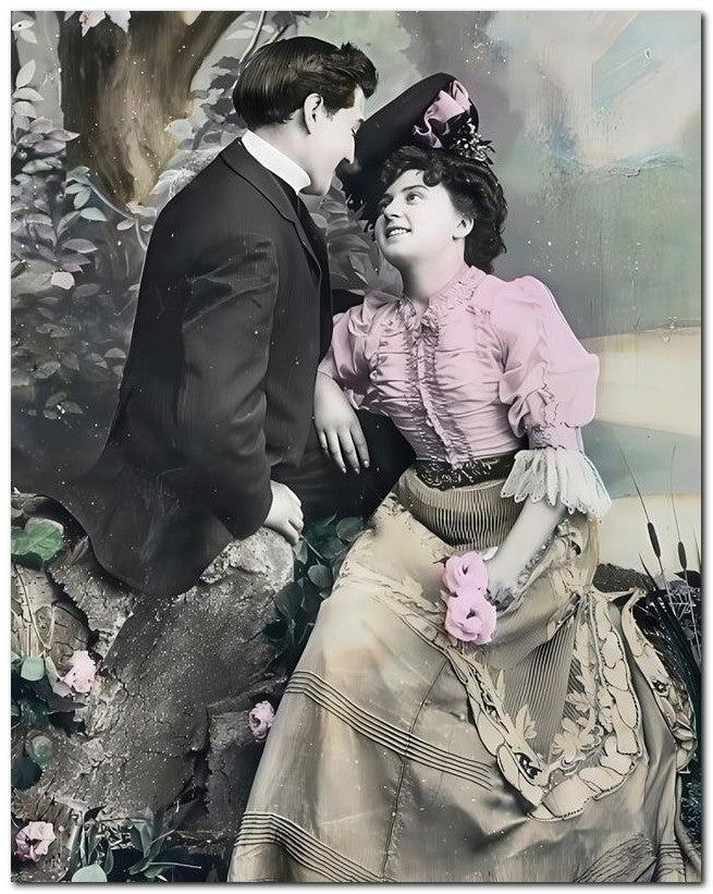 French Belle Epoque Fashion 1910 Flirting 8x10 Photo Print 23052502114