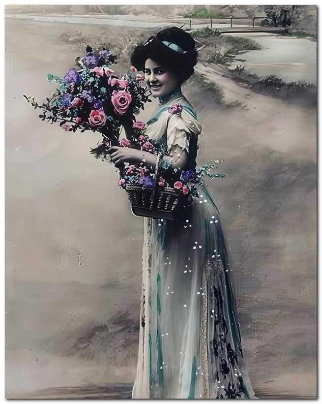 French Belle Epoque Fashion 1910 Flower Lady 8x10 Photo Print 23052502117