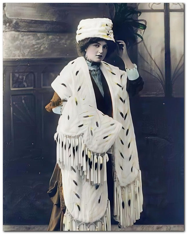 French Belle Epoque Fashion 1910 Fringed Fur 8x10 Photo Print 23052502127