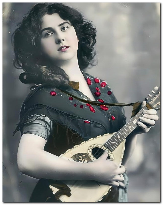 French Belle Epoque Fashion 1910 Girl Mandolin 8x10 Photo Print 23052502143