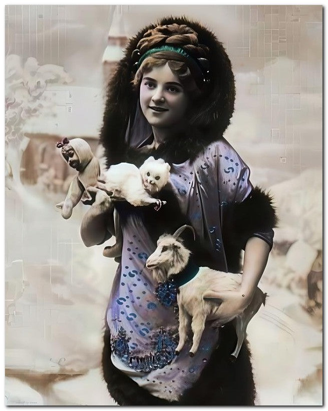French Belle Epoque Fashion 1910 Goat Cat Doll 8x10 Photo Print 23052502149