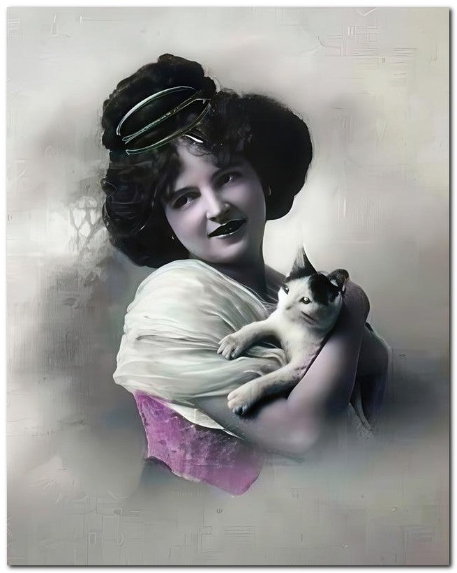 French Belle Epoque Fashion 1910 Hold Cat 8x10 Photo Print 23052502192