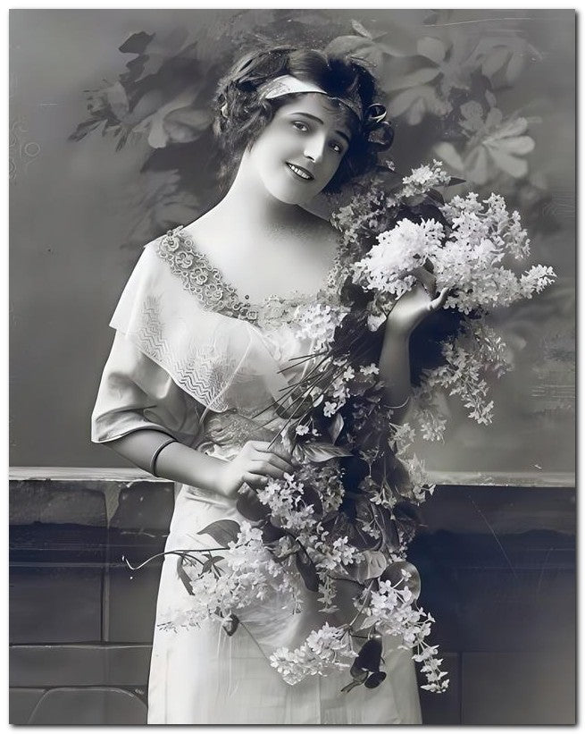 French Belle Epoque Fashion 1910 Lady Flowers 8x10 Photo Print 23052502250