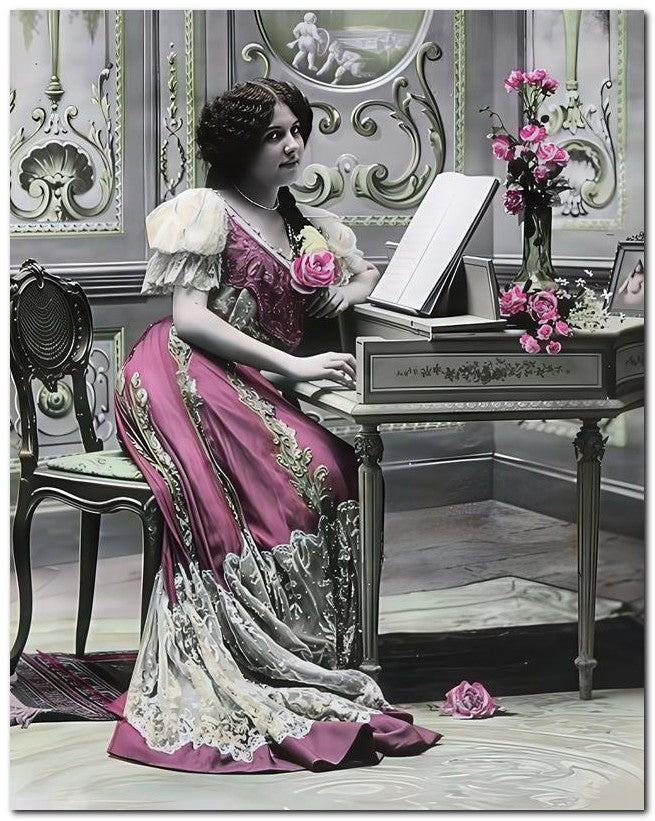 Belle Epoque Fashion 1910 Lady Piano Fancy 8x10 Photo Print 23052502263