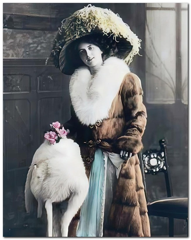 French Belle Epoque Fashion 1910 Long Fur 8x10 Photo Print 23052502312