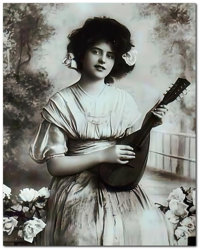 French Belle Epoque Fashion 1910 Lute Lady 8x10 Photo Print 23052502332