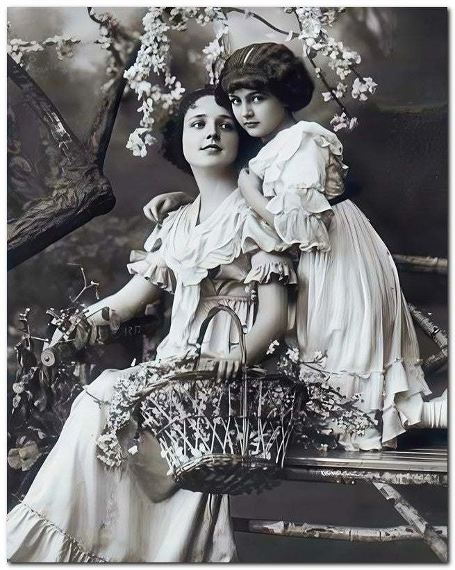 Belle Epoque Fashion 1910 Mom Girl Garden 8x10 Photo Print 23052502347