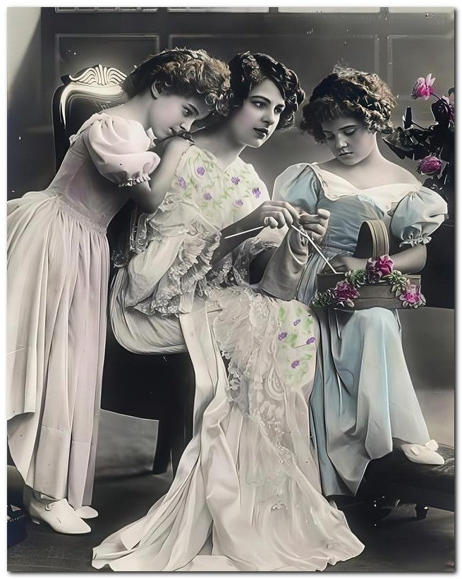Belle Epoque Fashion 1910 Mom Girls Crochet 8x10 Photo Print 23052502348