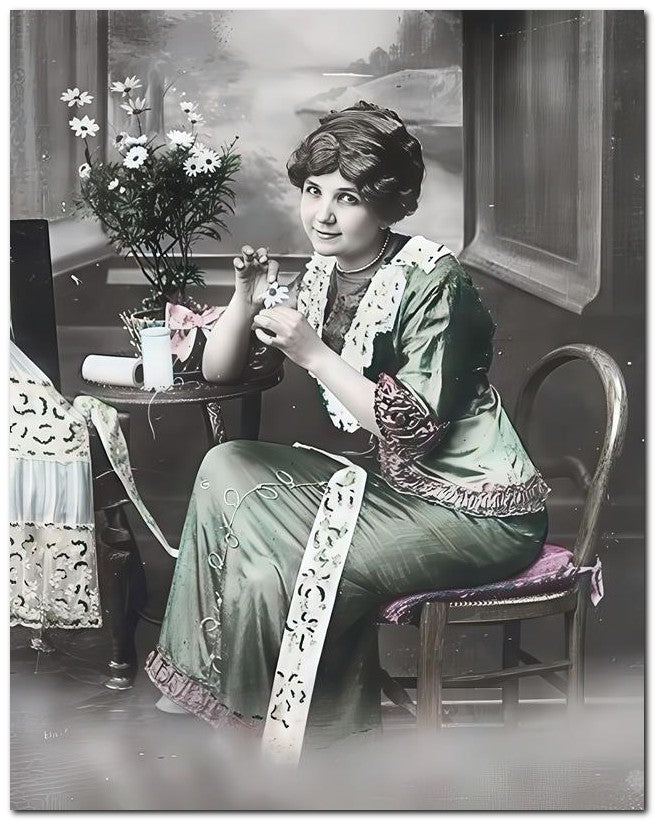 French Belle Epoque Fashion 1910 Picking Petals 8x10 Photo Print 23052502419