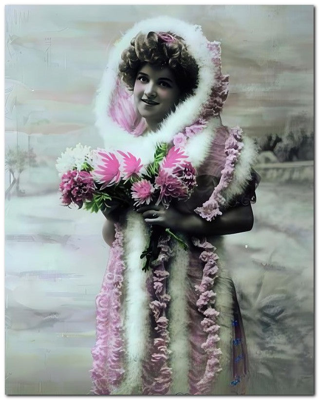 French Belle Epoque Fashion 1910 Pink Hood Fur 8x10 Photo Print 23052502424