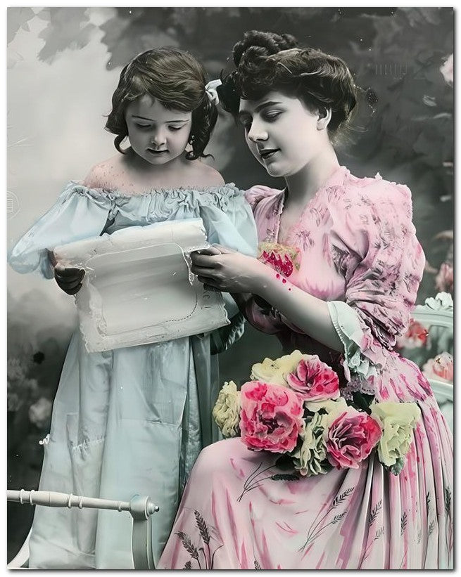 Belle Epoque Fashion 1910 Read Daughter Mom 8x10 Photo Print 23052502466