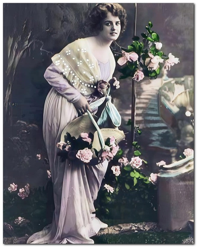 Belle Epoque Fashion 1910 Rose Garden Lady 8x10 Photo Print 23052502485