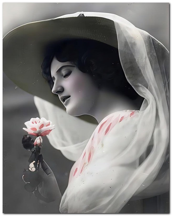 French Belle Epoque Fashion 1910 Rose Veil 8x10 Photo Print 23052502488