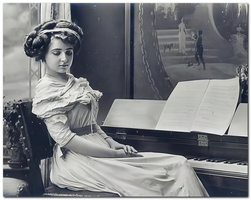 Belle Epoque Fashion 1910 Sleepy Girl Piano 8x10 Photo Print 23052502520