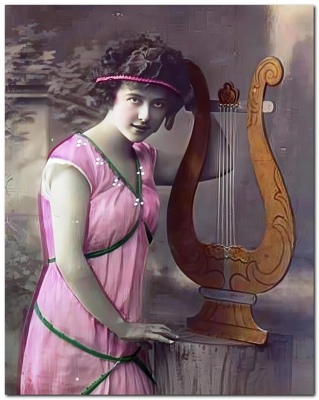 French Belle Epoque Fashion 1910 Small Harp 8x10 Photo Print 23052502524