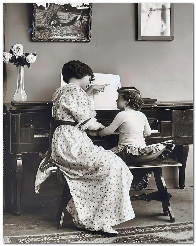 French Belle Epoque Fashion 1910 Teach Piano 8x10 Photo Print 23052502551
