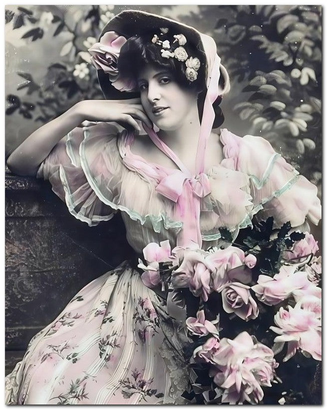 Belle Epoque Fashion 1910's Seated Beauty 8x10 Photo Print 23052502615