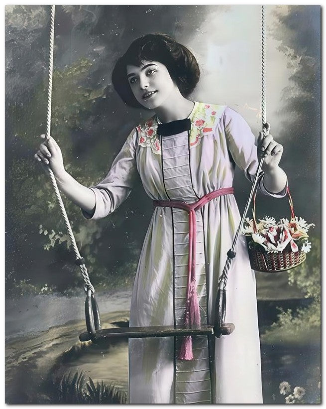 French Belle Epoque Fashion 1910's Swing Lady 8x10 Photo Print 23052502649