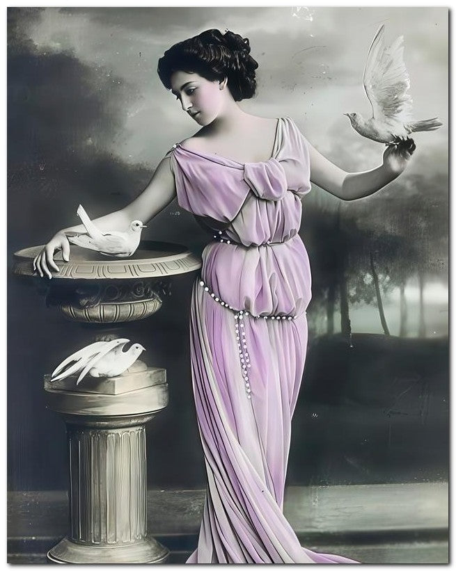 Belle Epoque Fashion 1911 Classy Lady Doves 8x10 Photo Print 23052502661