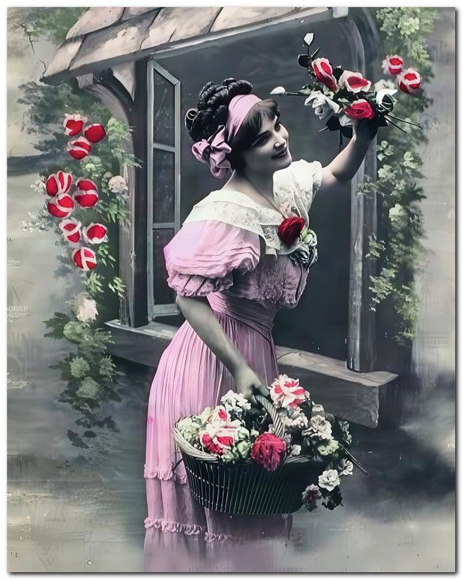 French Belle Epoque Fashion 1911 Window Roses 8x10 Photo Print 23052502708