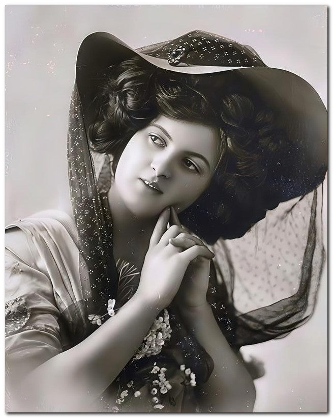 French Belle Epoque Fashion 1912 Black Veil 8x10 Photo Print 23052502720