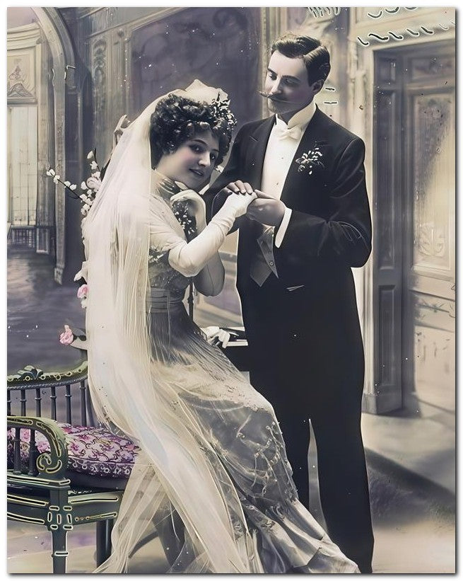 French Belle Epoque Fashion 1912 Hand Marriage 8x10 Photo Print 23052502730
