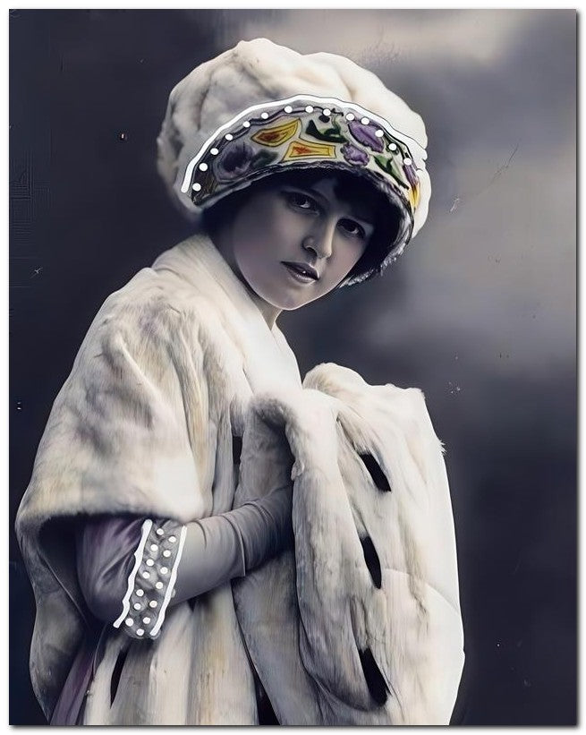 French Belle Epoque Fashion 1912 White Fur Muff 8x10 Photo Print 23052502763