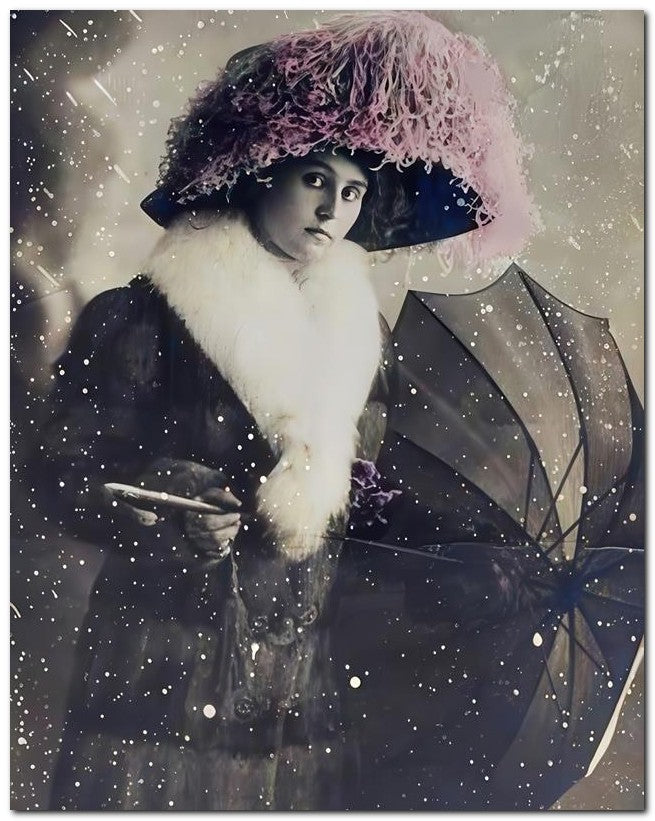 French Belle Epoque Fashion 1913 Snow Parasol 8x10 Photo Print 23052502787