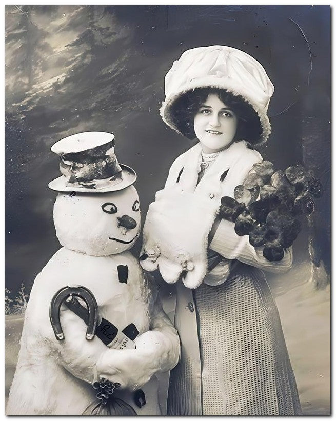 French Belle Epoque Fashion 1913 Snowman Lady 8x10 Photo Print 23052502788