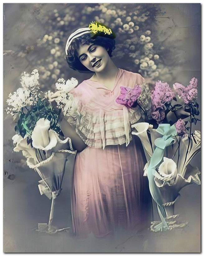 French Belle Epoque Fashion 1915 Flower Girl 8x10 Photo Print 23052502834