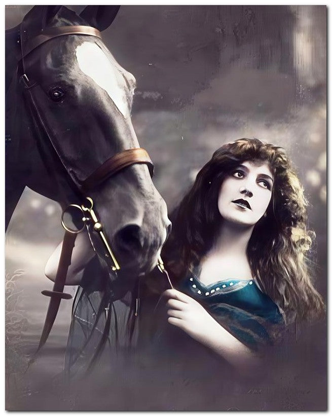 Belle Epoque Fashion 1917 Lovely Girl Horse 8x10 Photo Print 23052502876