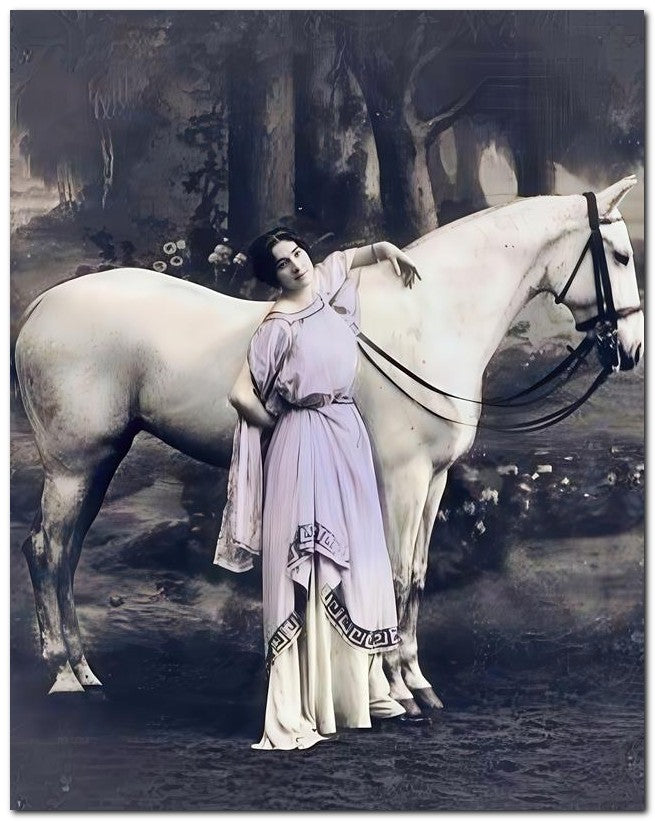 French Belle Epoque Fashion 1917 White Horse 8x10 Photo Print 23052502879