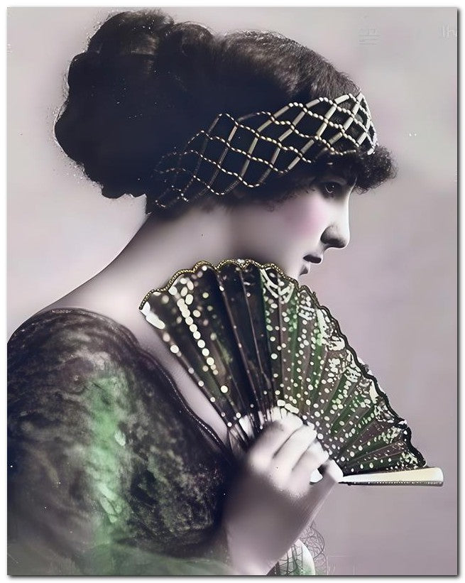 French Belle Epoque Fashion 1918 Gold Fan 8x10 Photo Print 23052502887