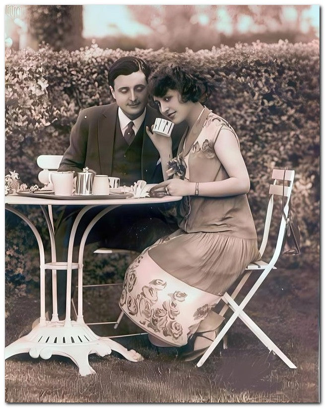 French Belle Epoque Fashion 1927 Tea For Two 8x10 Photo Print 23052502907