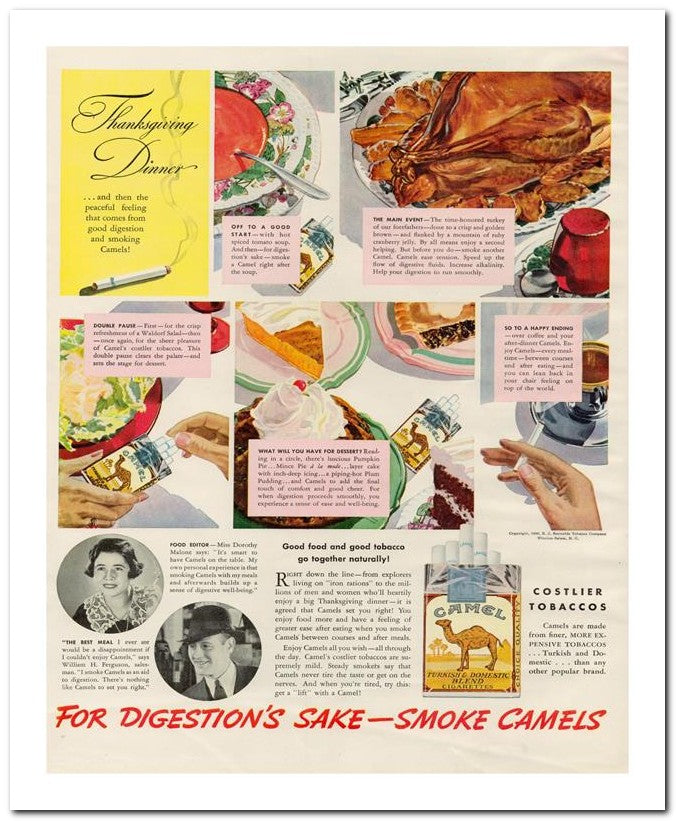 8x10 Vintage Ad 1936 For Digestion's Sake Smoke Camels 02062500016