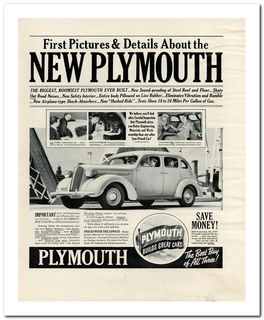 8x10 Vintage Ad 1936 New Plymouth 02062500017
